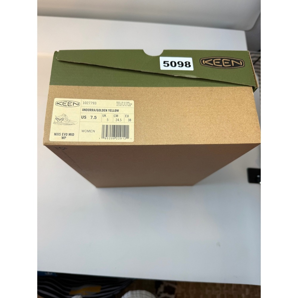 KEEN NXIS EVO Mid Hiking Boots Andorra Golden Yellow 1027793 Womens 7.5 New - Picture 9 of 9